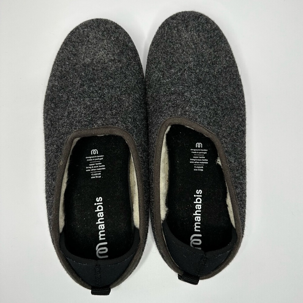 Mahabis Classic Wool Grey Slippers Women's Size EU 39 US 8 - Picture 2 of 8